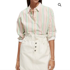 Scotch & Soda Multi‎ Striped Boxy Fit Shirt Sherbet